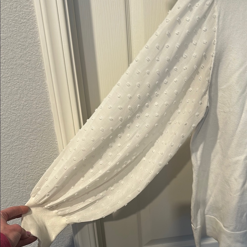 Cece Cream Lightweight Sweater With Sheer Polka D… - image 3